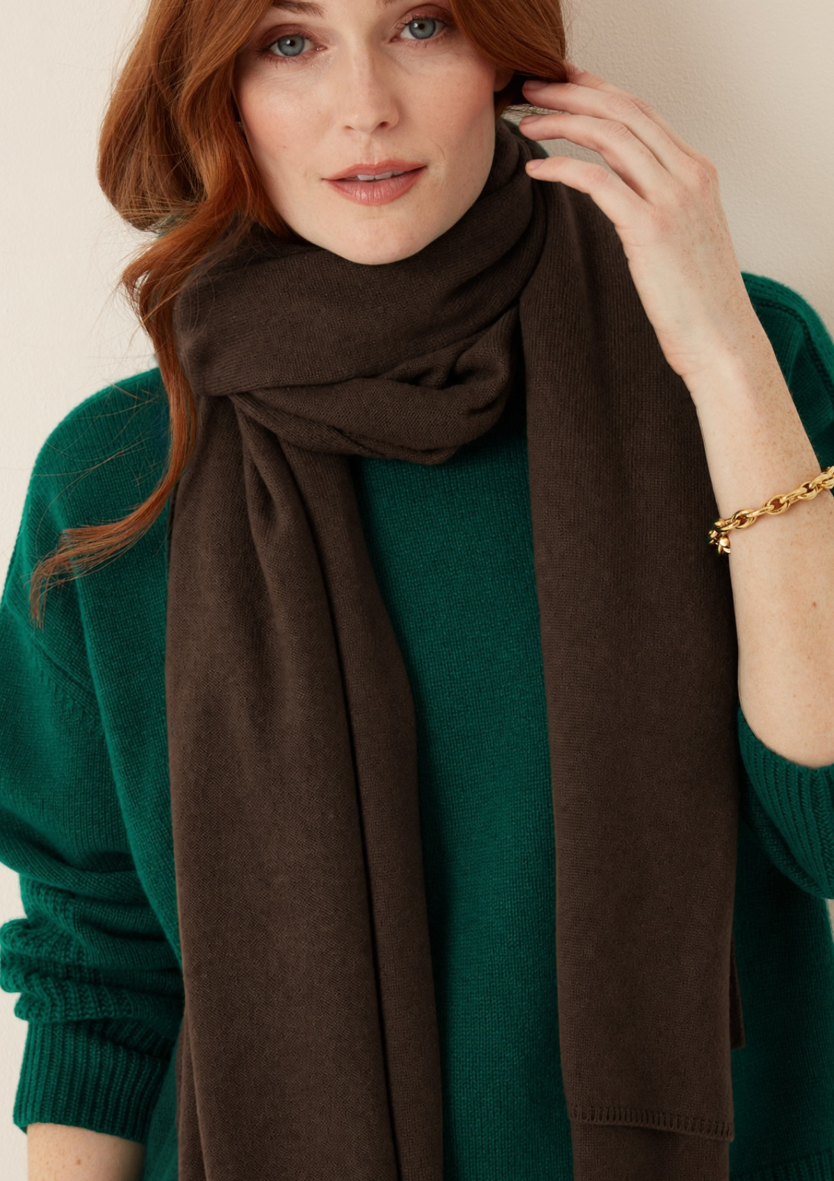 Cashmere Lofty Blanket Scarf in Americano Brown