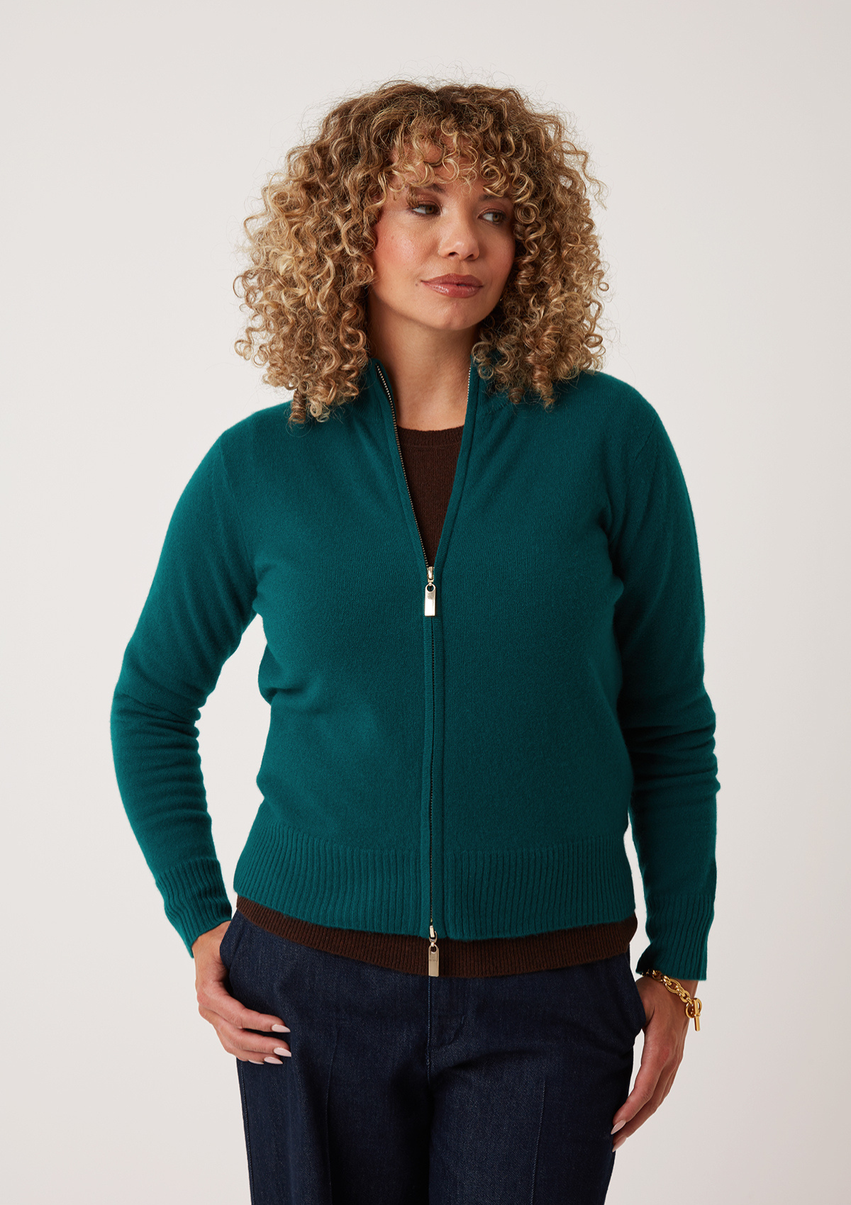 Zip Front Cardigan in Arcadia Green