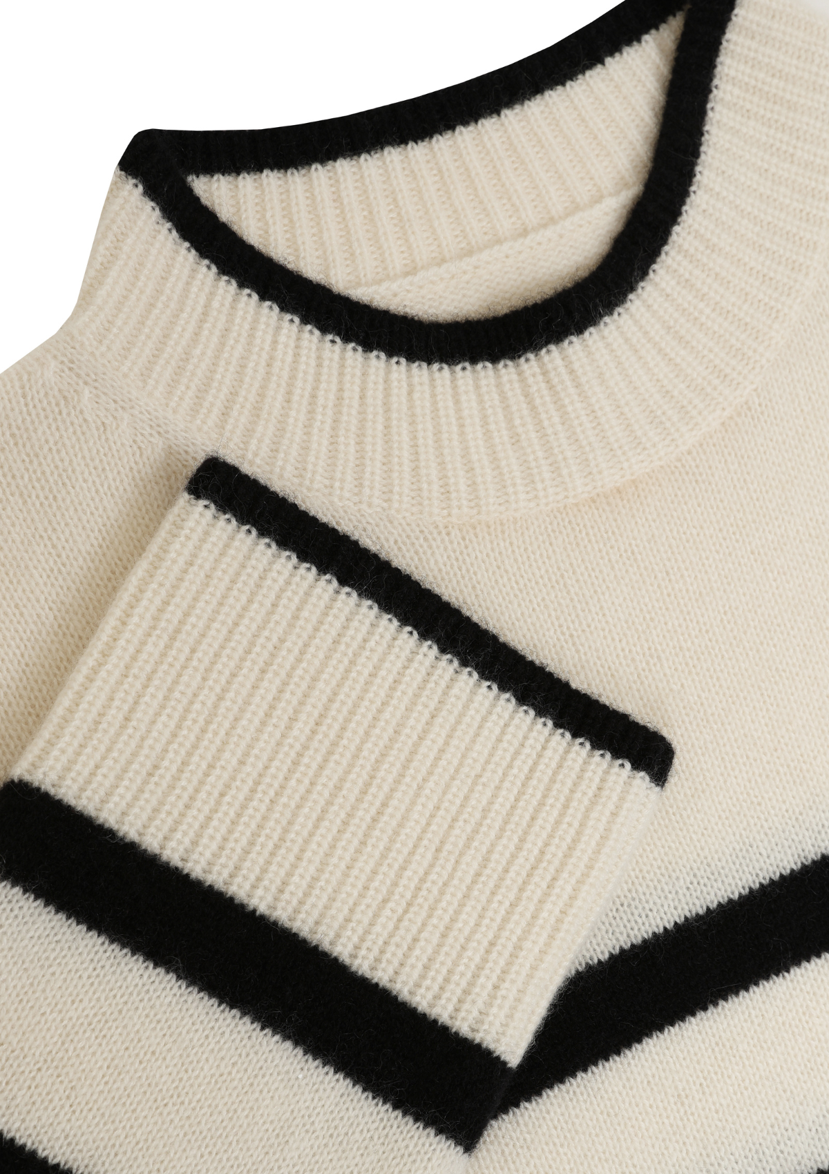 Chunky Cashmere Striped Sweater in Chalk White & Black