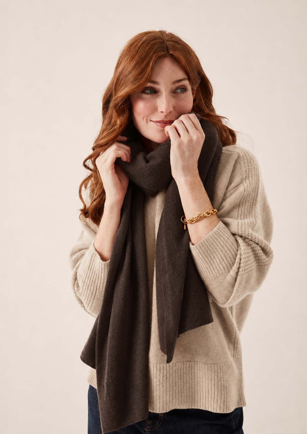 Lofty Cashmere Scarf in Americano Brown