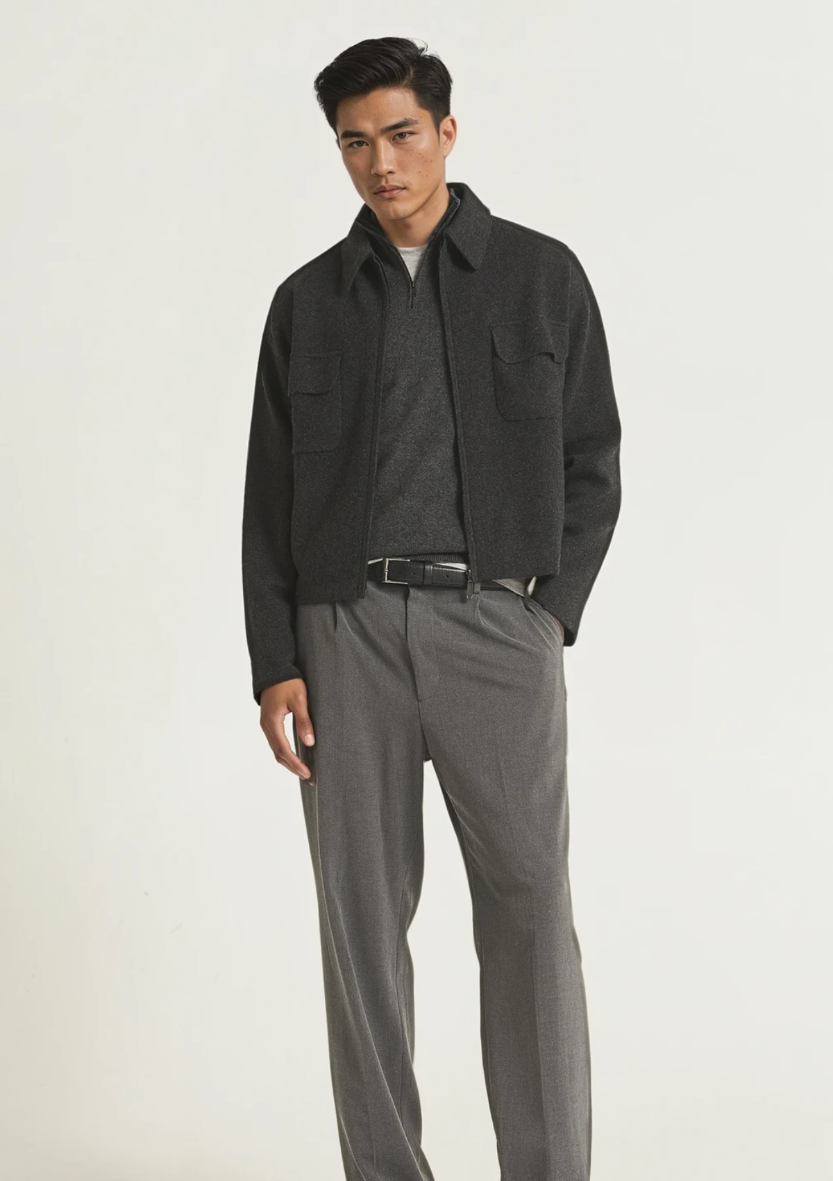 Mens Zip Jacket in Charcoal Grey