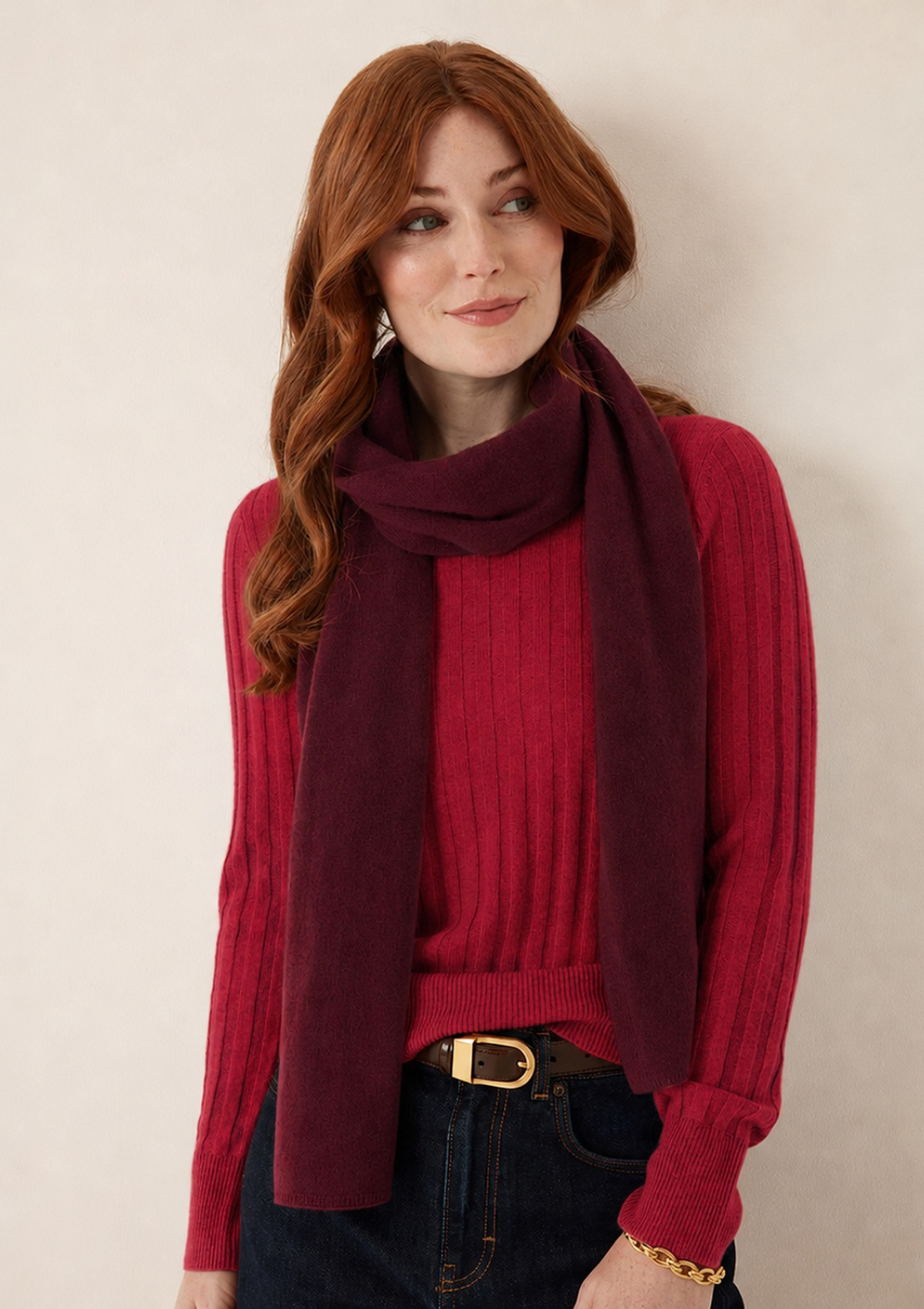 Lofty Cashmere Scarf in Barolo Red
