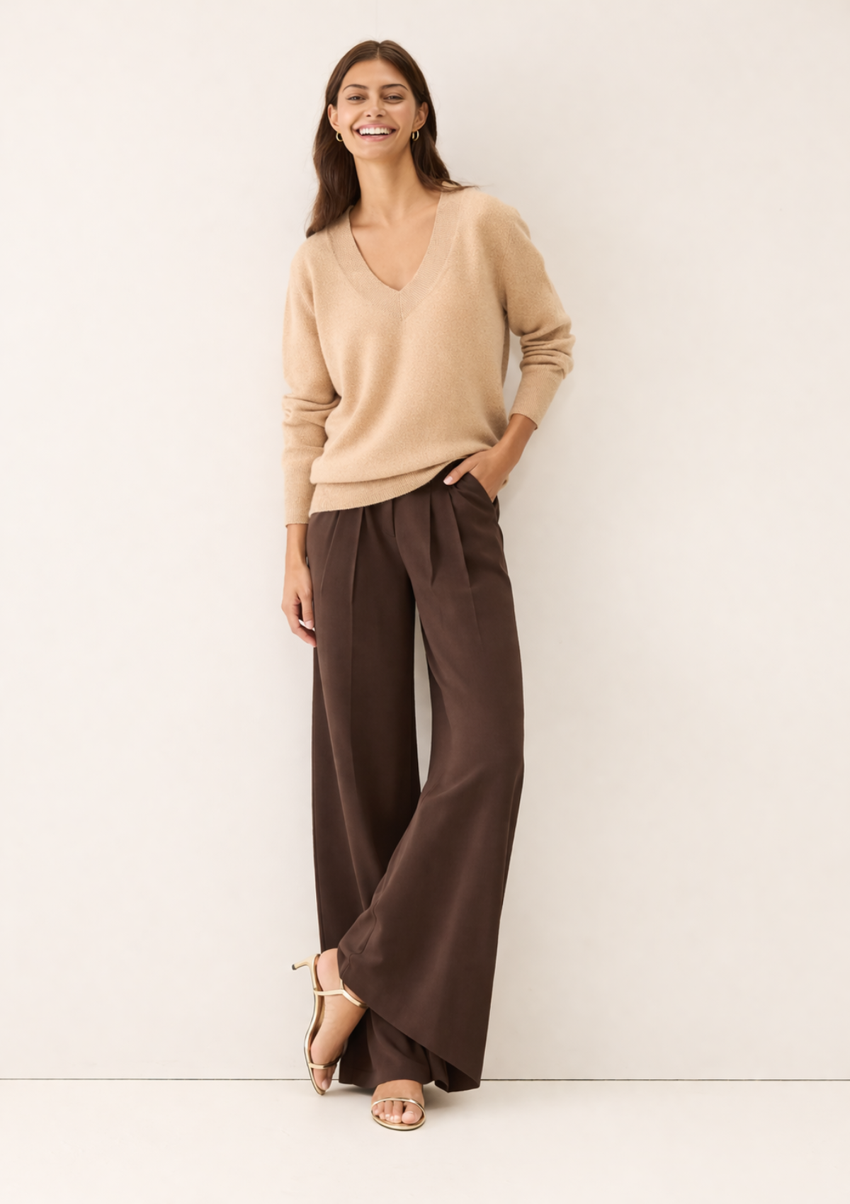 Lurex V Neck Sweater in Honey