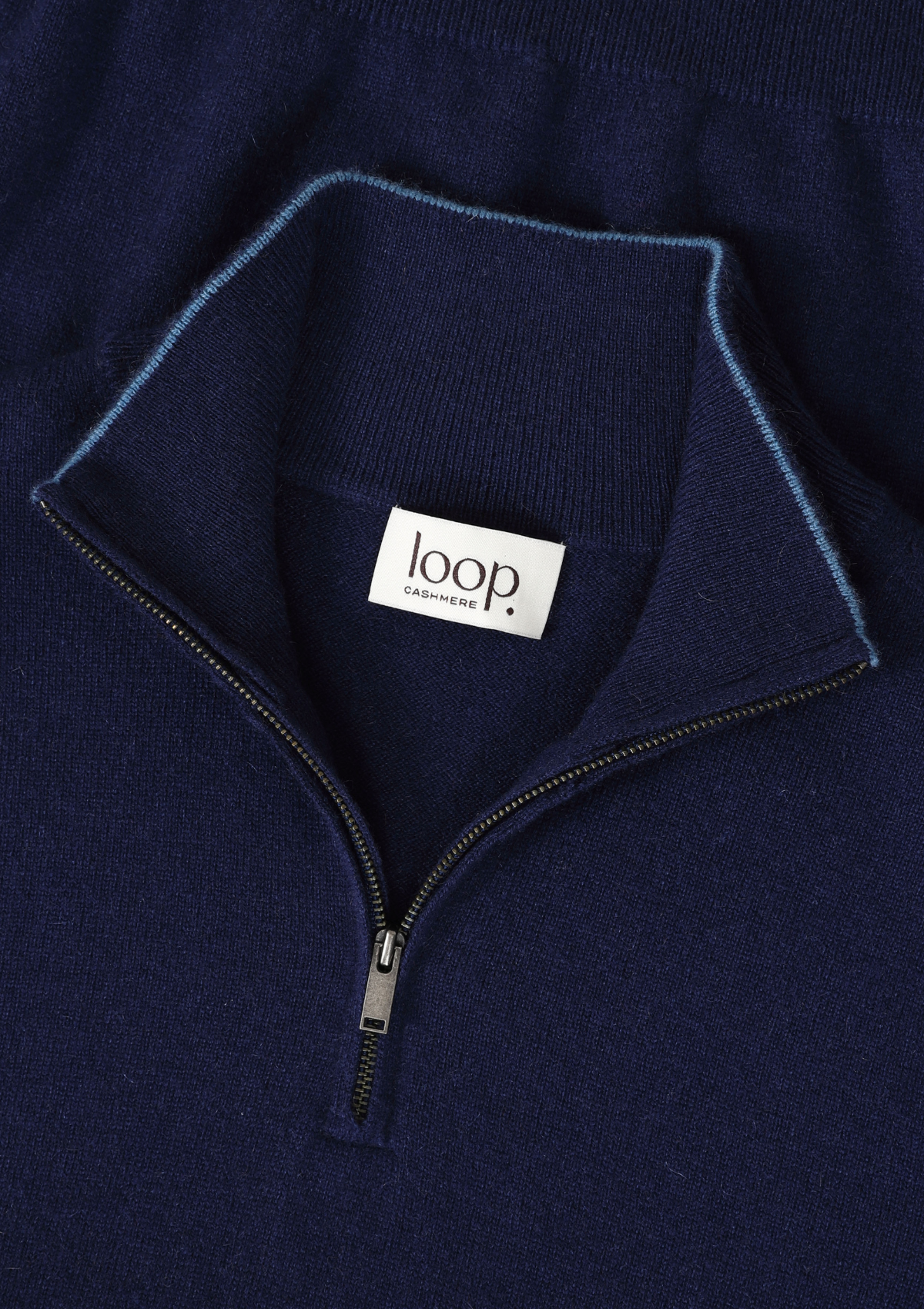Mens Cashmere Half Zip Sweater in Midnight Blue
