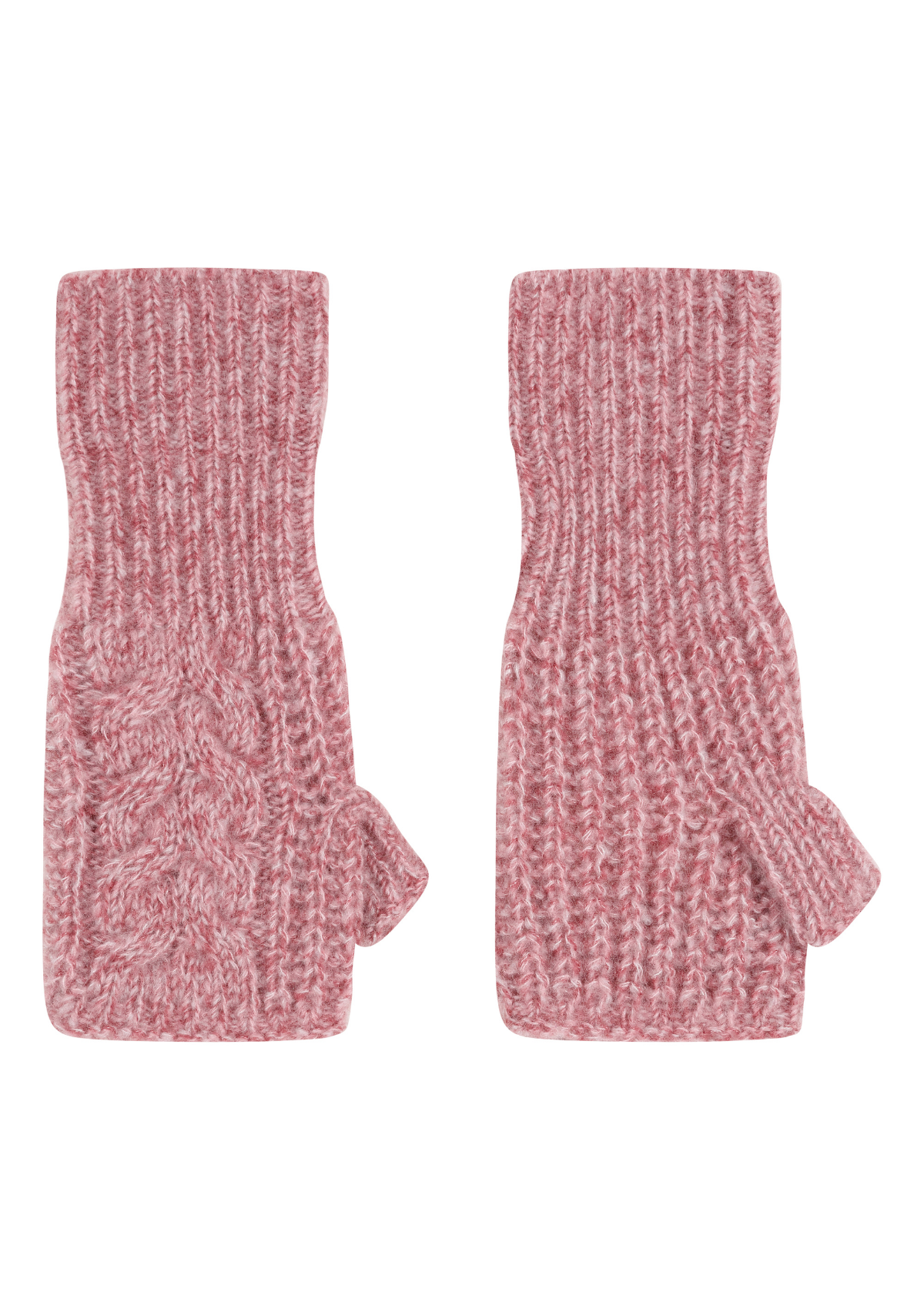 Silk & Cashmere Cable Mitt in Sugary Pink