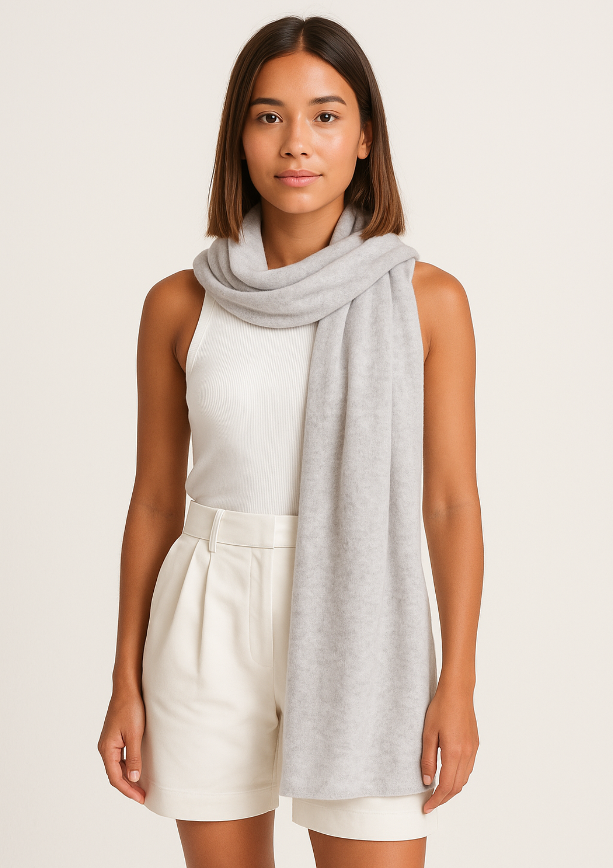 Cashmere Lofty Blanket Scarf in Foggy Grey