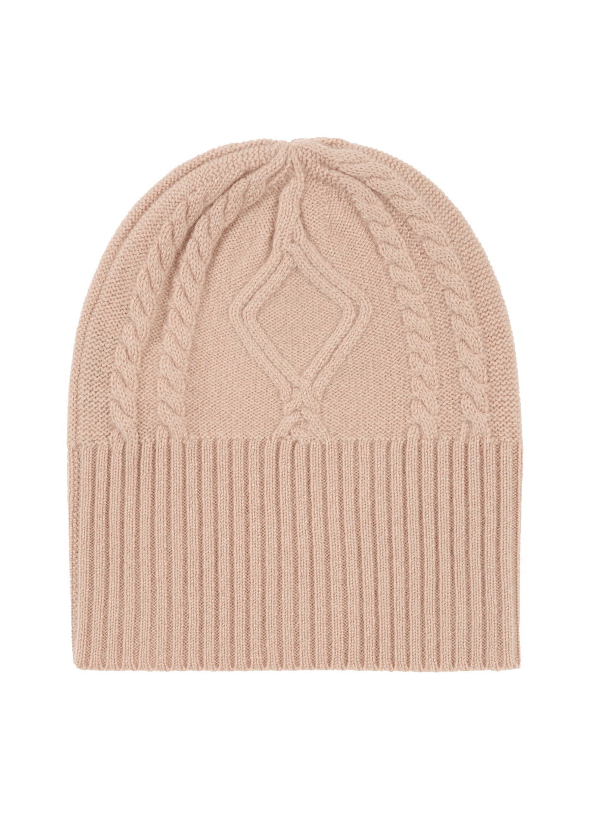 Cabled Hat in Toffee