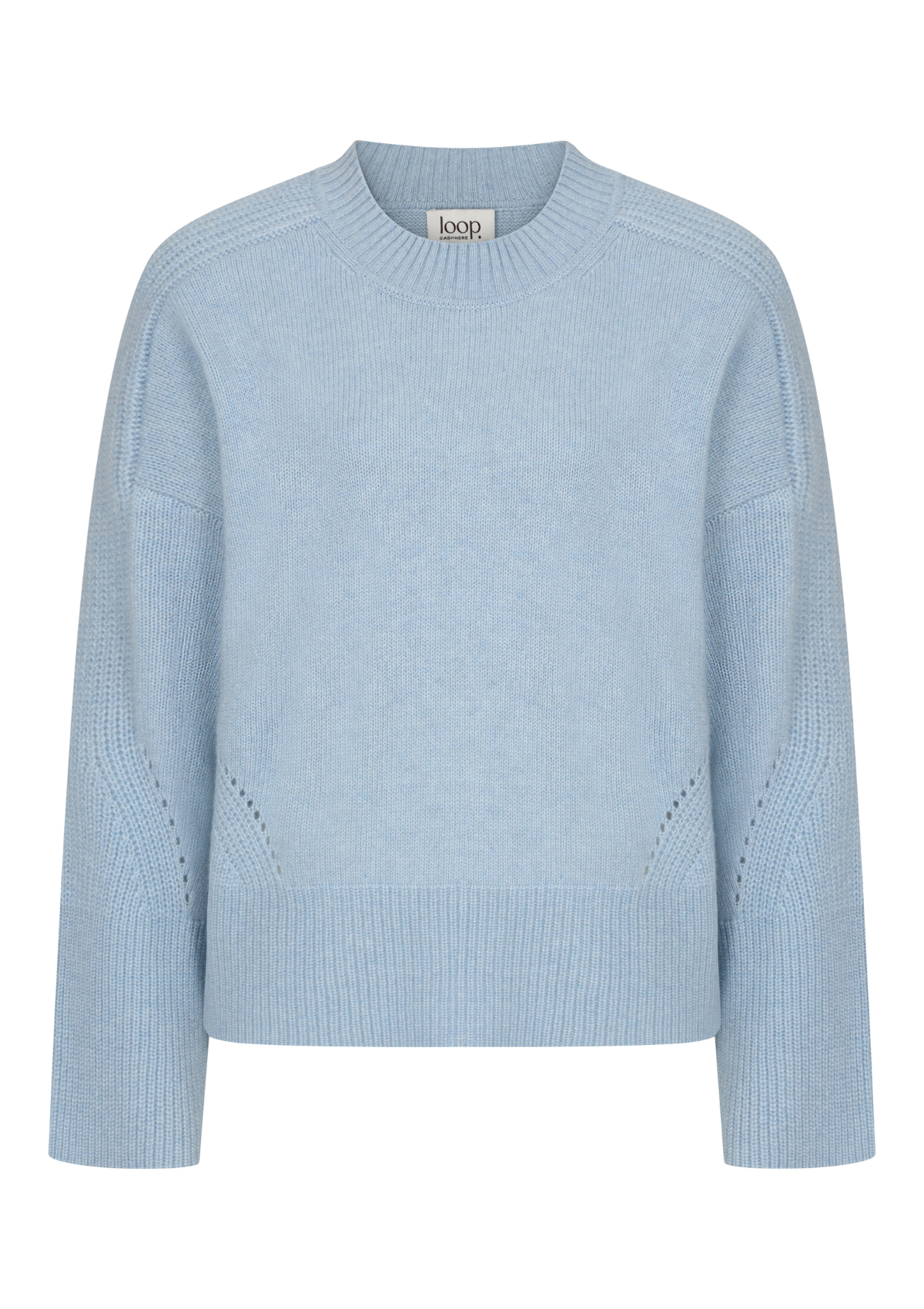 Ribbed Detail Lofty Crew Sweatshirt in Skyway Blue