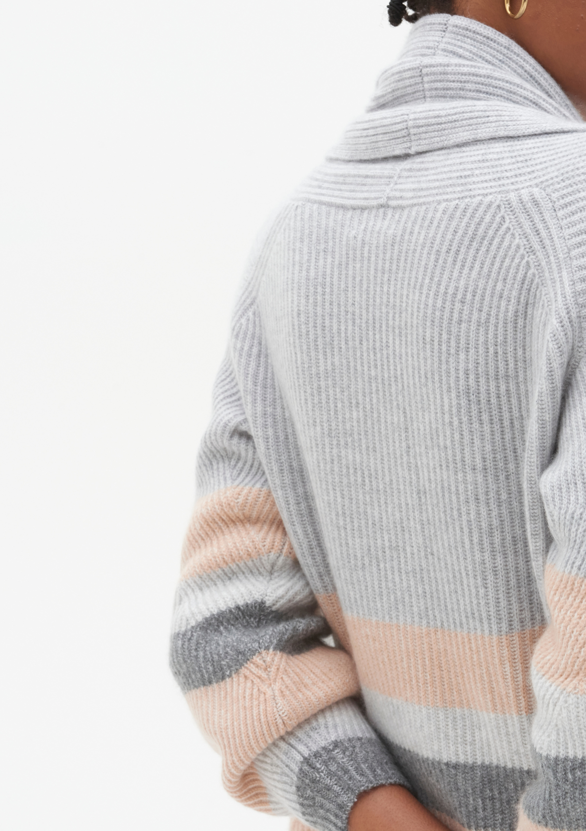 Ribbed Cashmere Coatigan in Striped