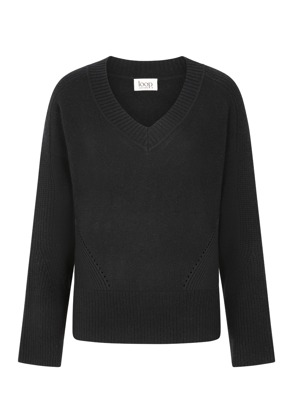 V-Neck Lofty Sweatshirt in Black