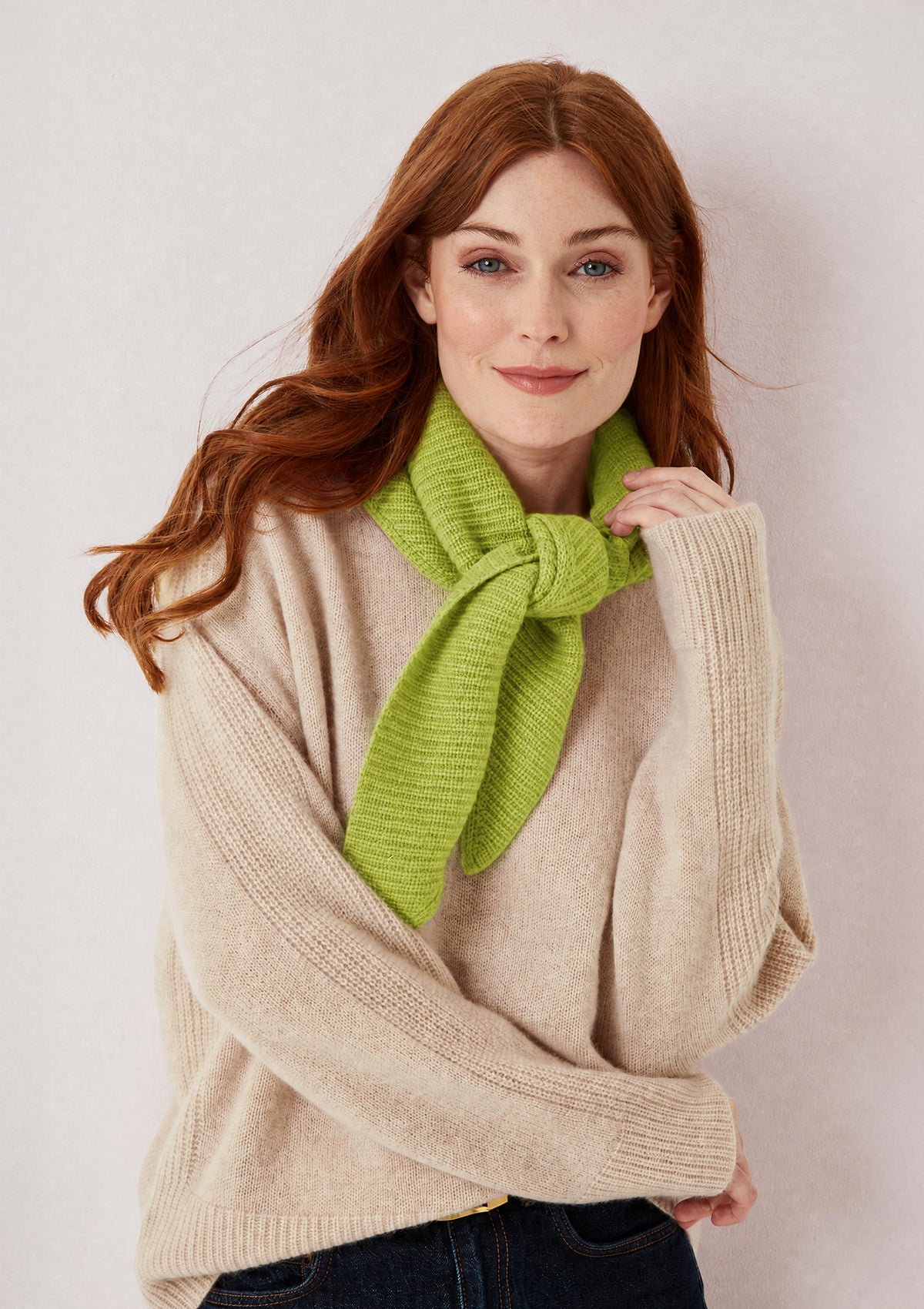 Cashmere Triangle Scarf in Pear Green