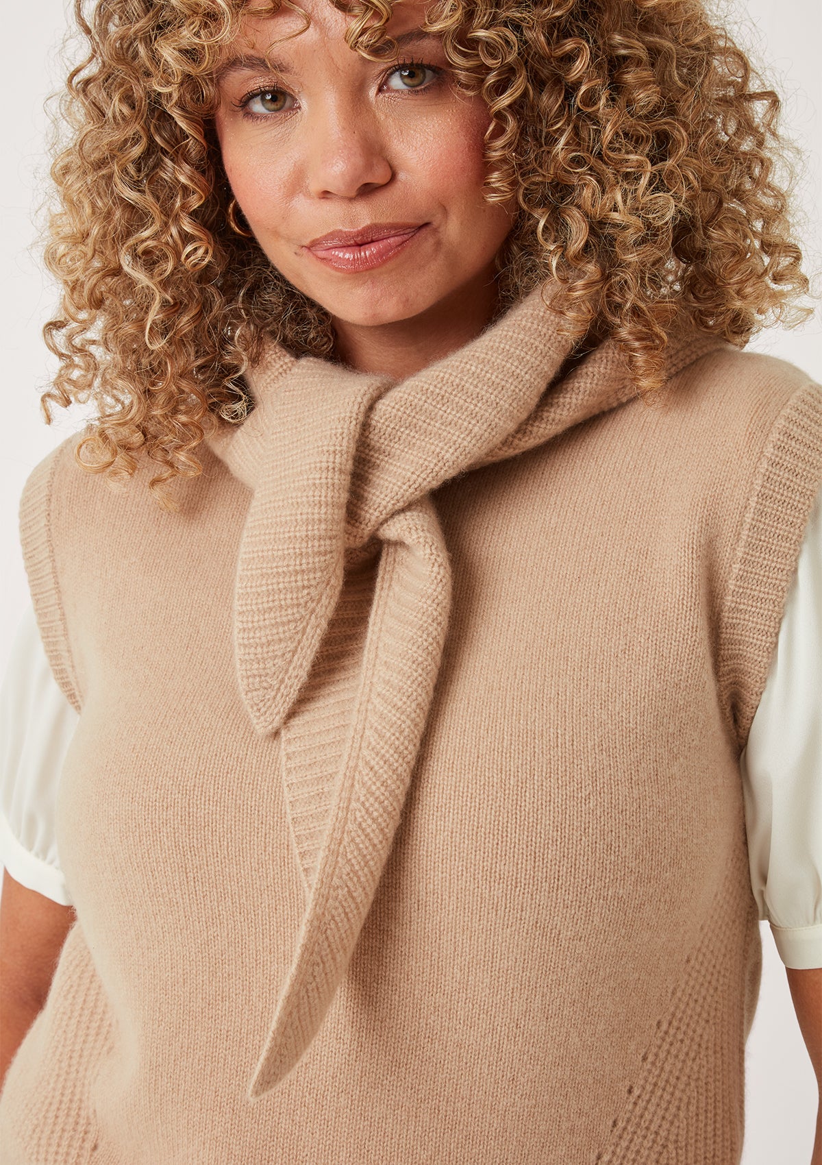 Cashmere Triangle Scarf in Chanterelle