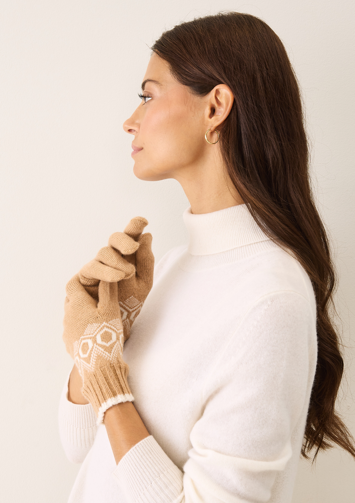 Cashmere Glove in Praline and Chalk
