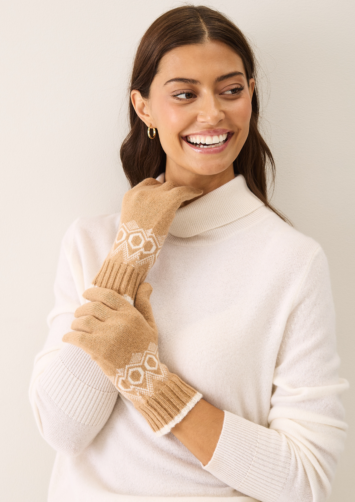 Cashmere Glove in Praline and Chalk