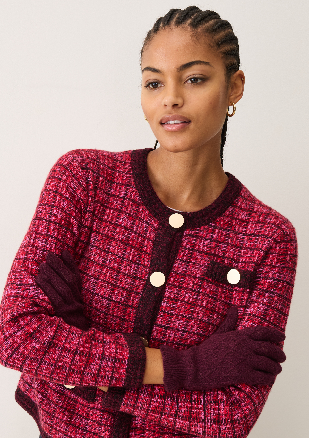 Pointelle Glove in Bordeaux Burgundy