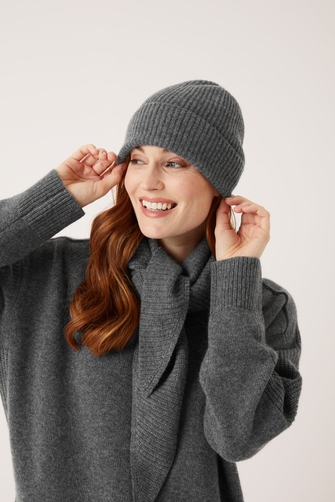 New Cashmere Beanie in Pewter Grey