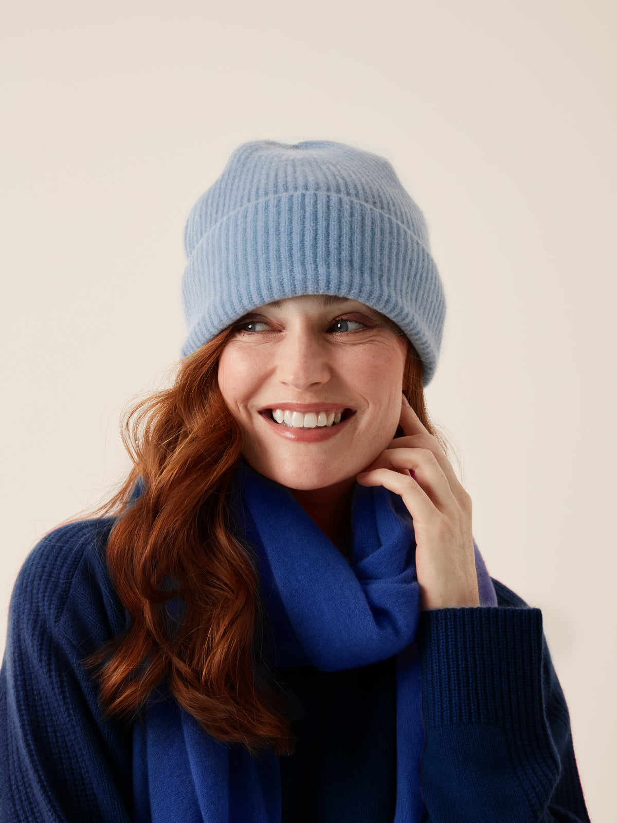 New Cashmere Beanie in Cerulean Blue