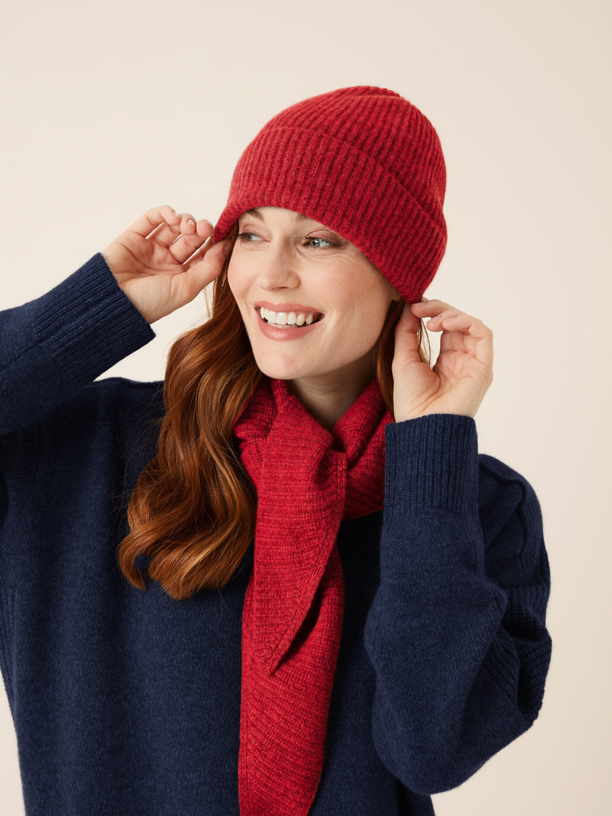 New Cashmere Beanie in Garnet Red