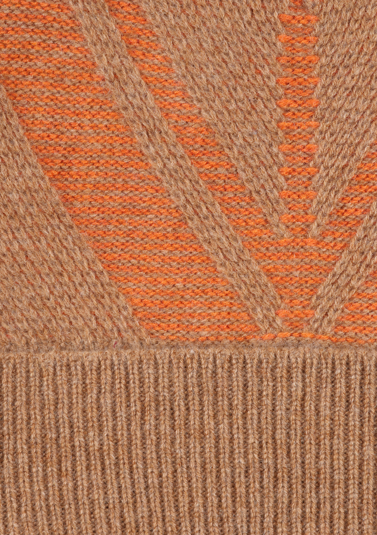 Textured Chevron Hat in Harvest Brown & Marmalade Orange