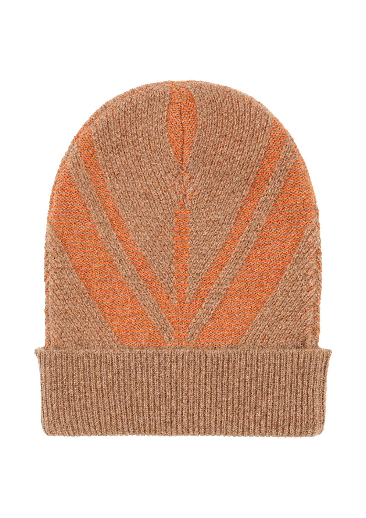 Textured Chevron Hat in Harvest Brown & Marmalade Orange