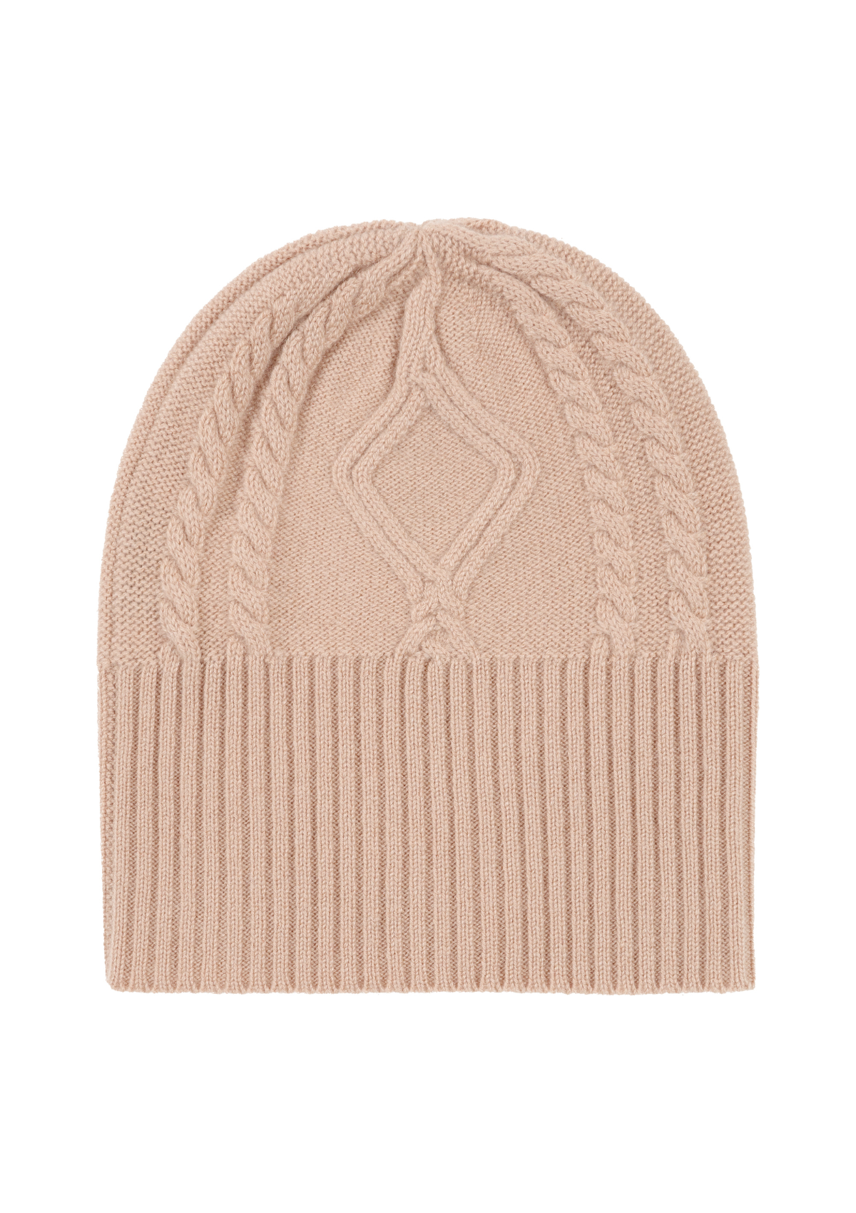 Cabled Hat in Toffee