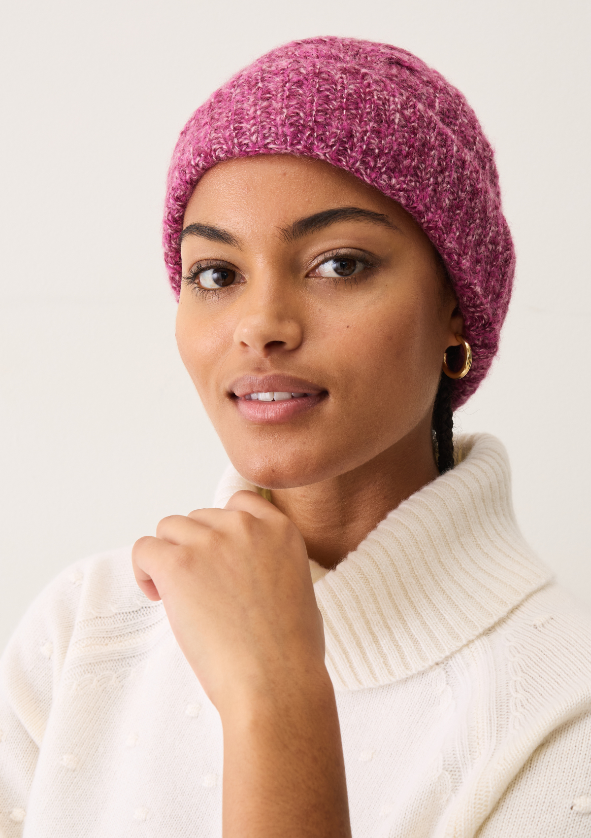 Silk & Cashmere Cable Beanie in Carlita Pink