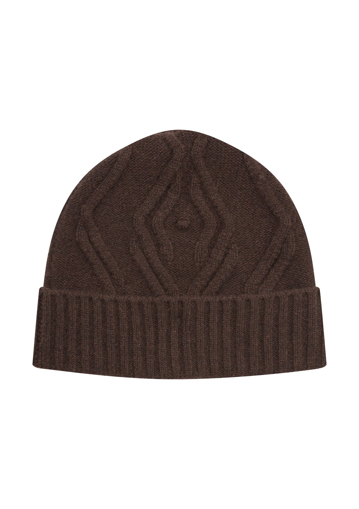 Cable Beanie in Americano Brown