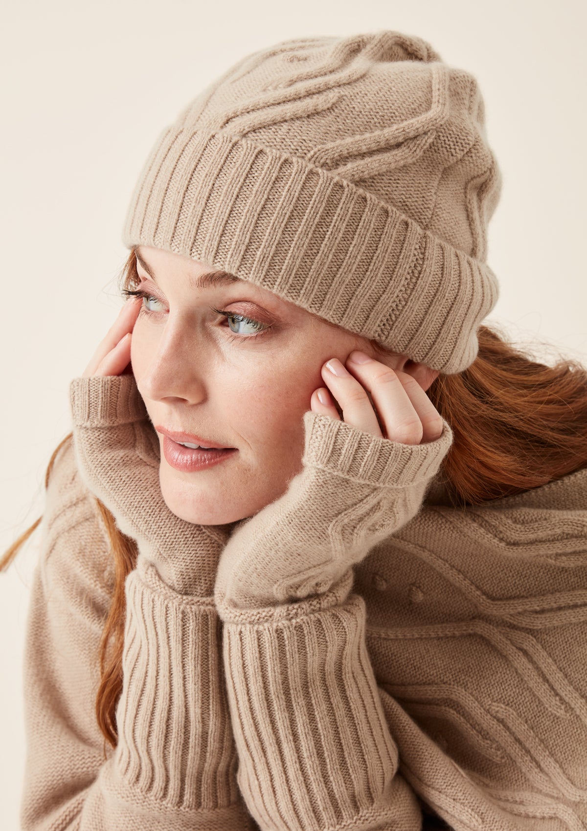 Cable Beanie in Chanterelle