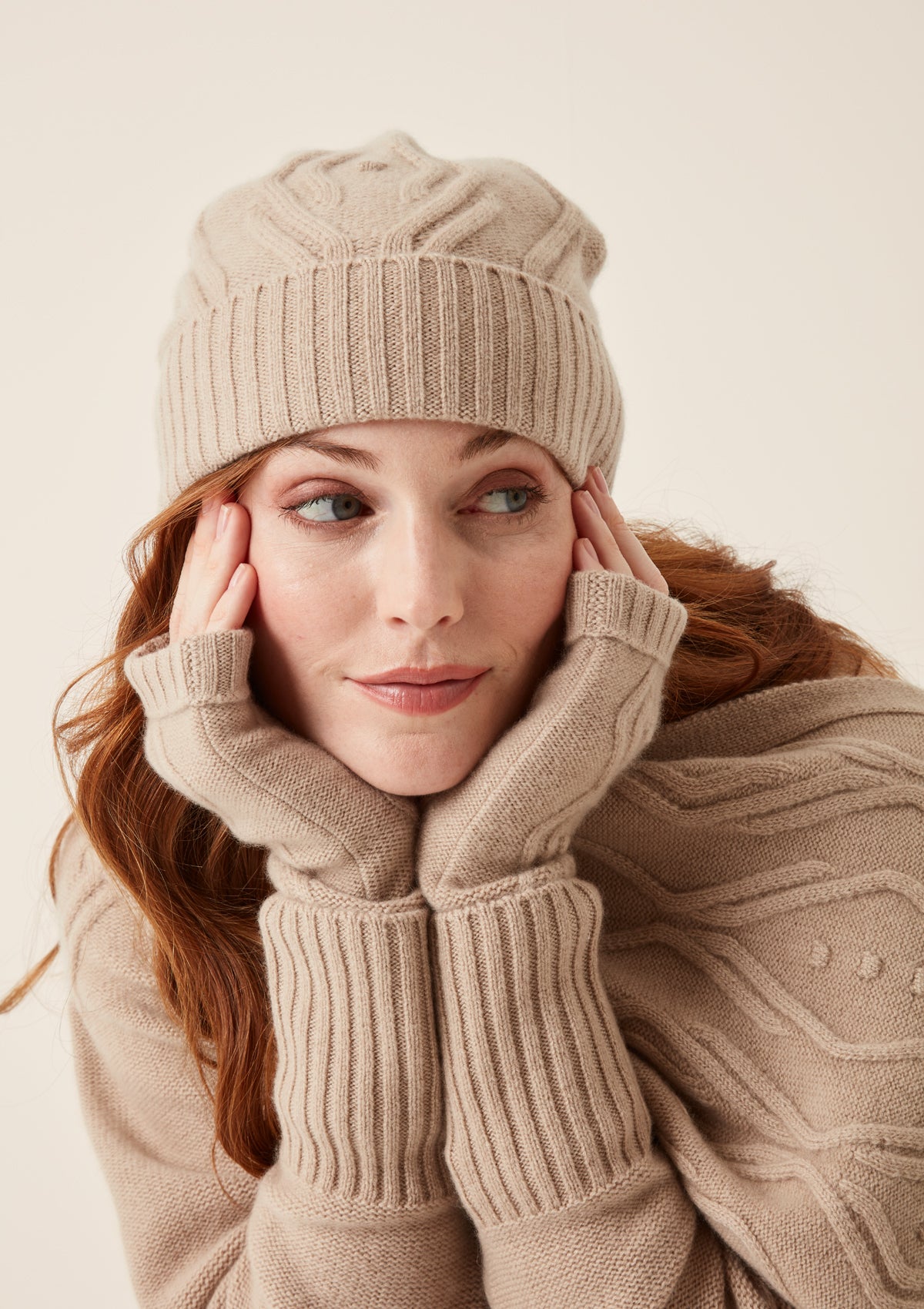 Cable Beanie in Chanterelle