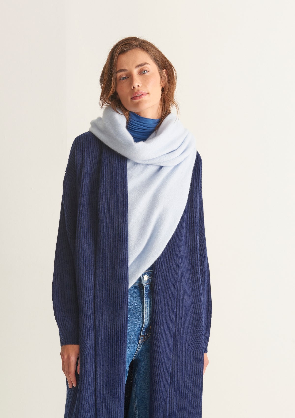 Cashmere Lofty Blanket Wrap in Whisper Blue