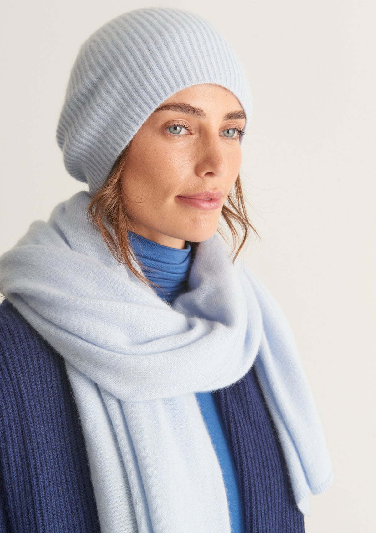 Cashmere Lofty Blanket Wrap in Whisper Blue