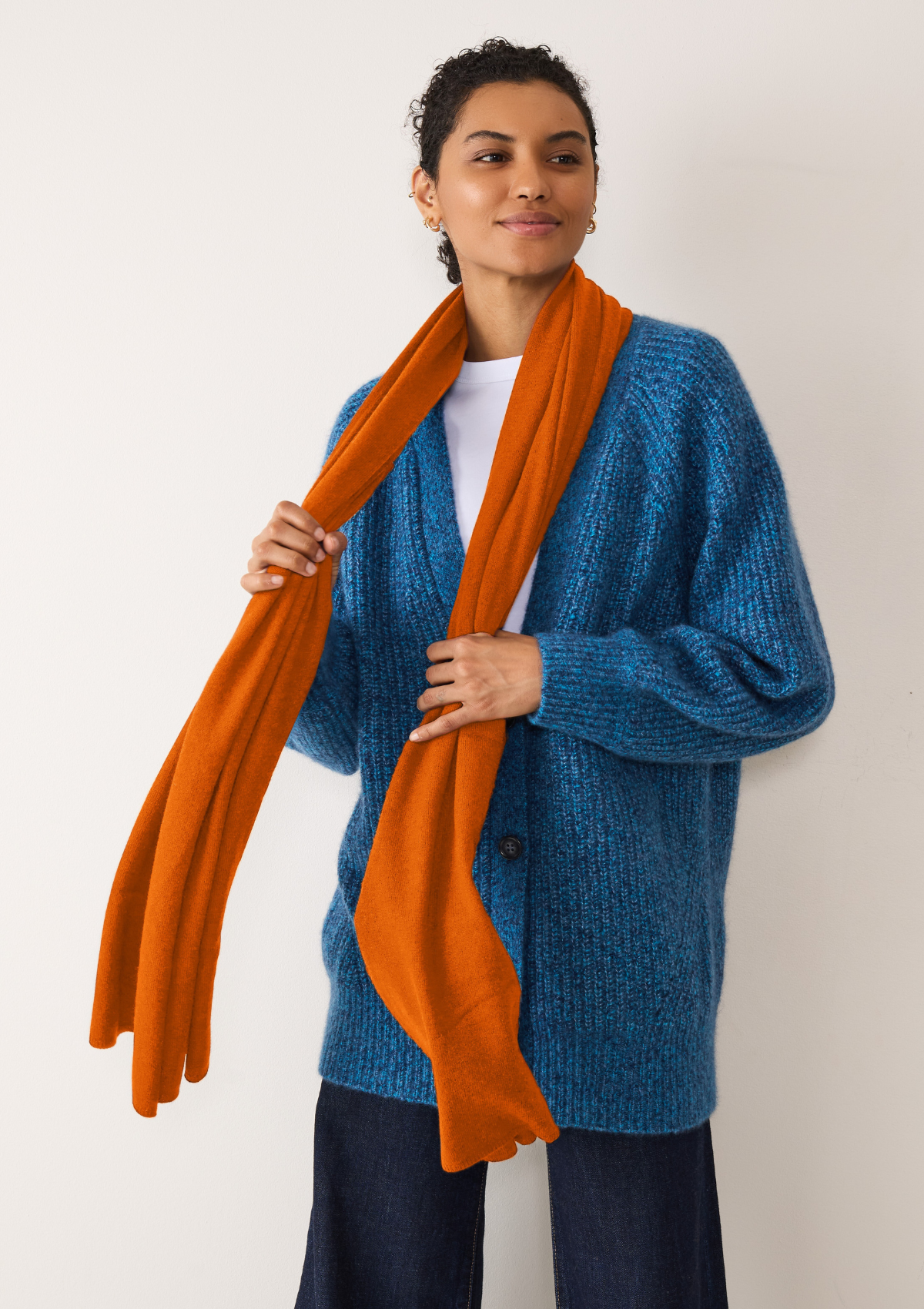 Cashmere Lofty Blanket Scarf in Marmalade Orange