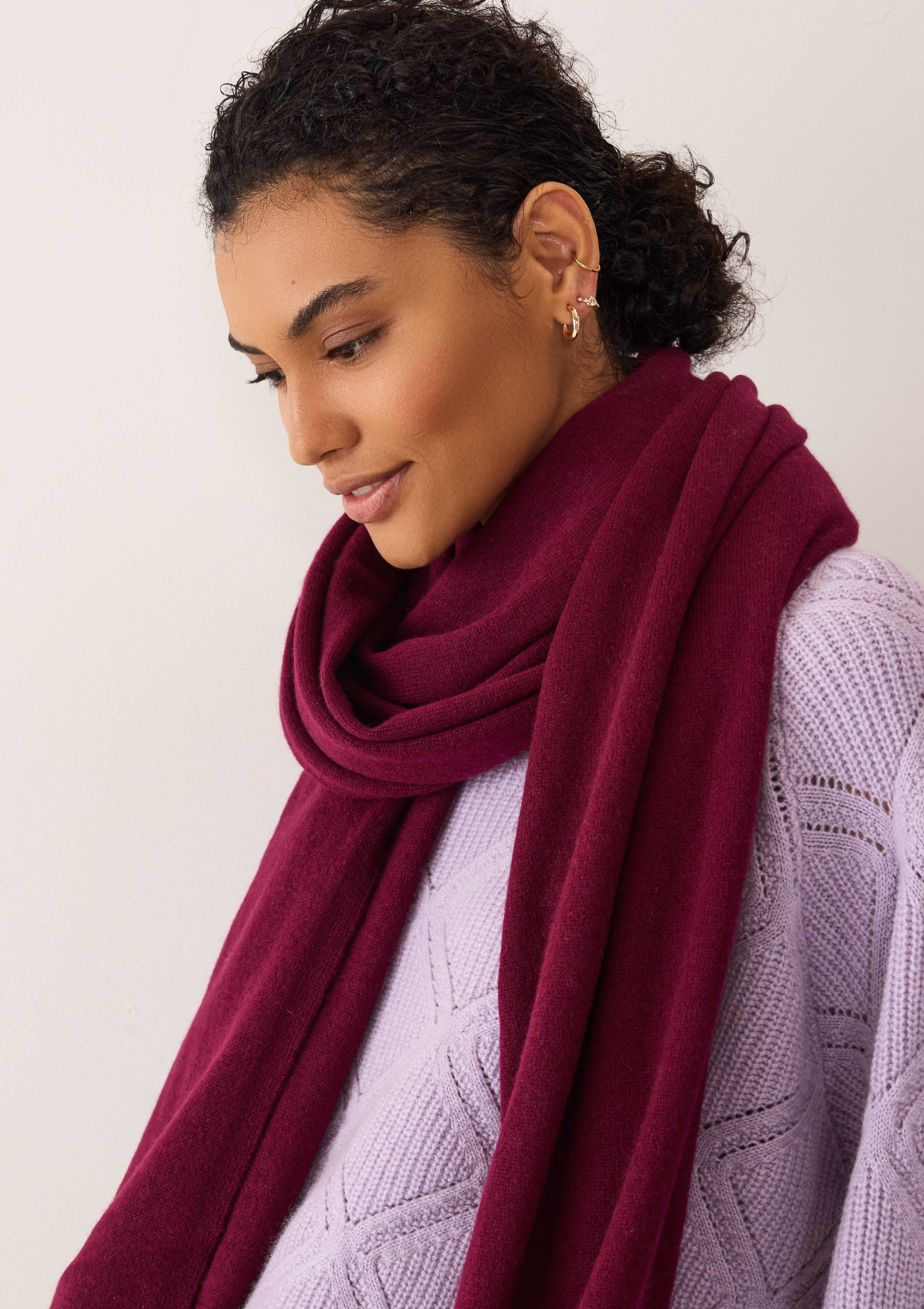 Cashmere Lofty Blanket Scarf in Barolo Red