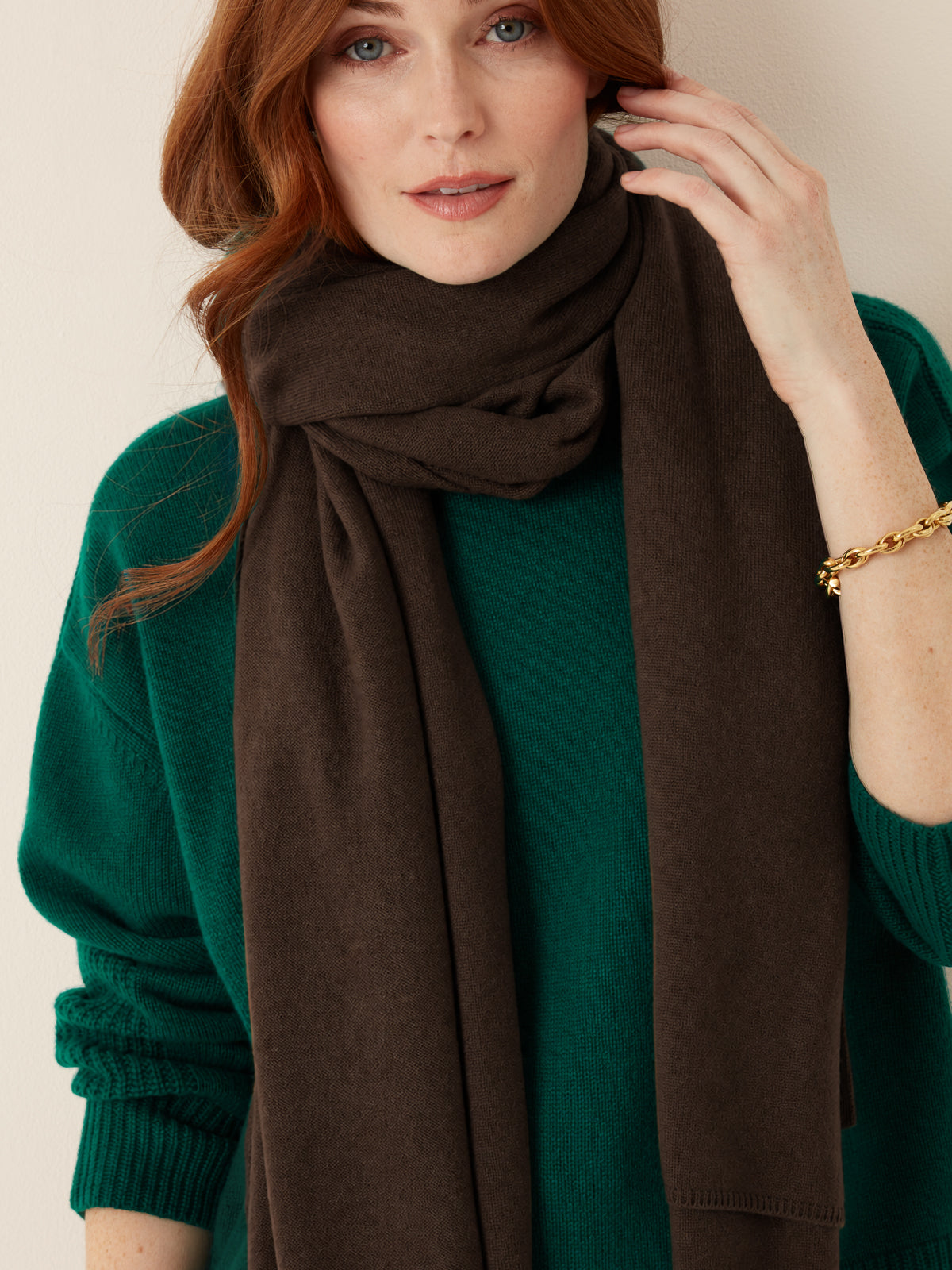 Cashmere Lofty Blanket Scarf in Americano Brown