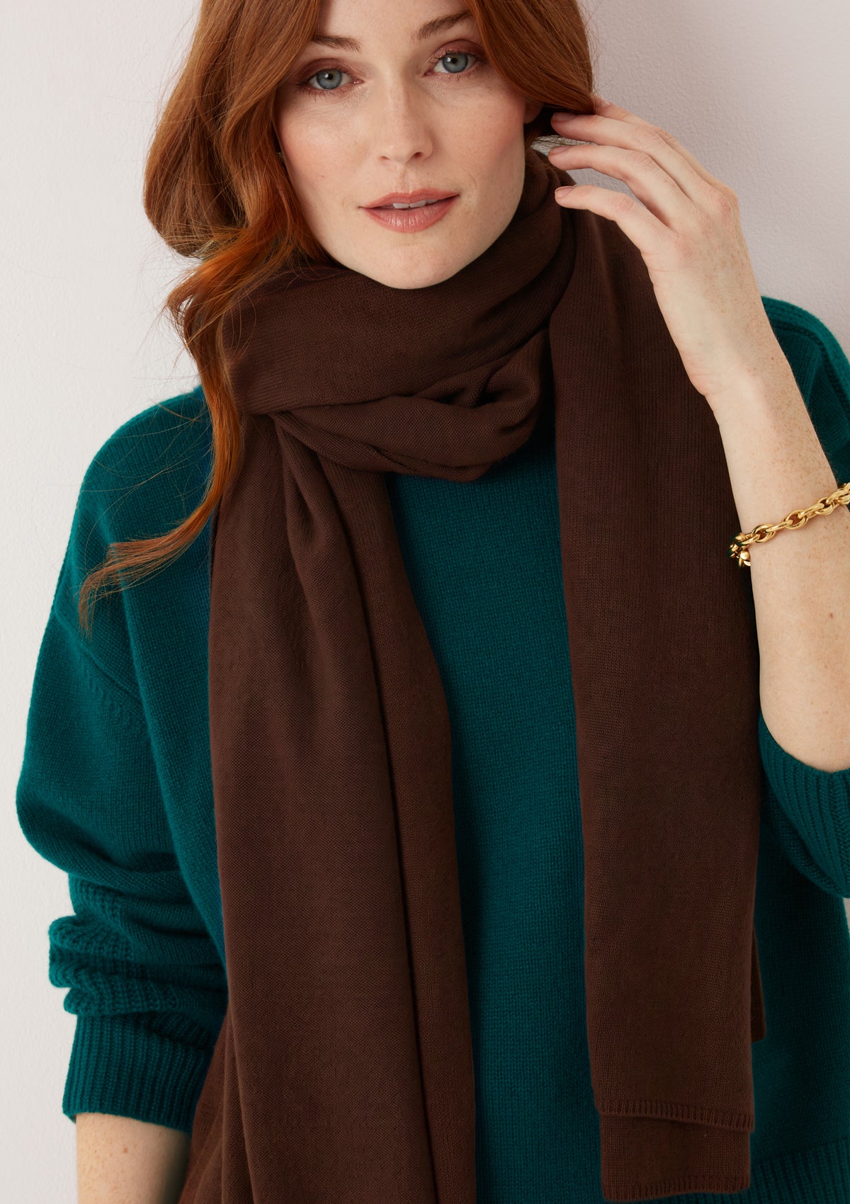 Cashmere Lofty Blanket Scarf in Americano Brown
