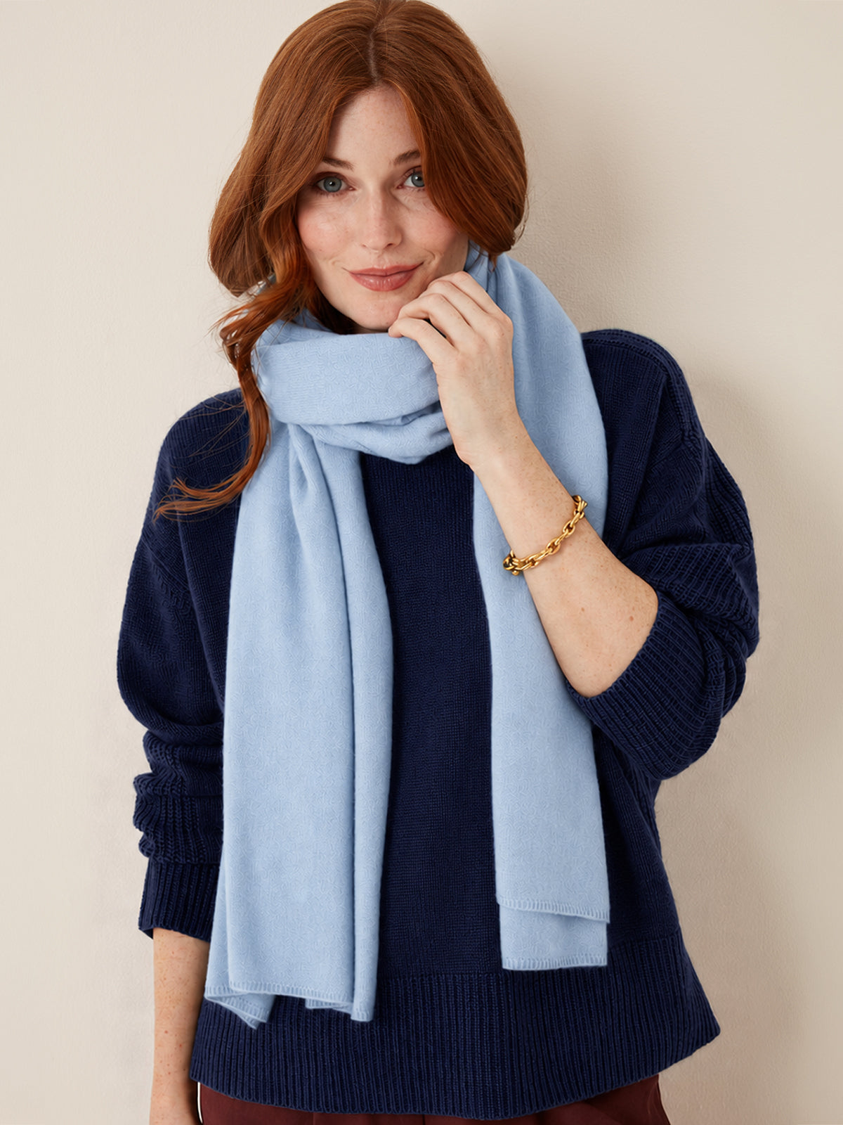Cashmere Lofty Blanket Scarf in Whisper Blue