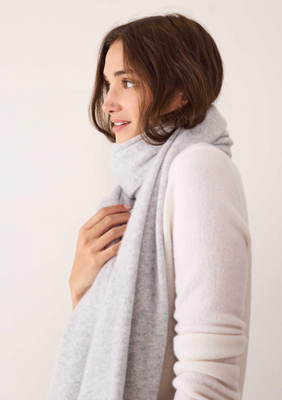Cashmere Lofty Blanket Scarf in Foggy Grey