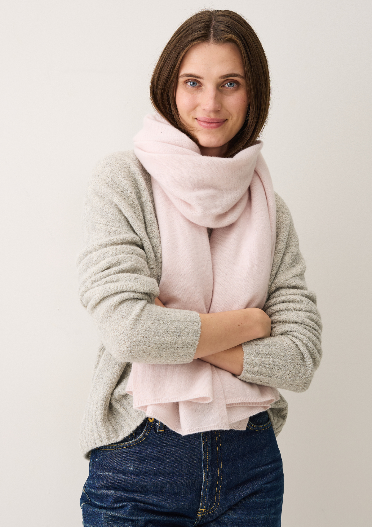 Cashmere Lofty Blanket Scarf in Ballet Pink