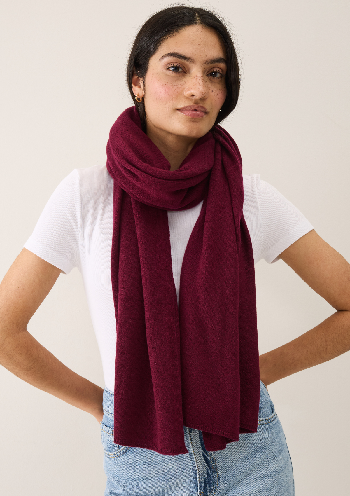 Cashmere Lofty Blanket Scarf in Barolo Red