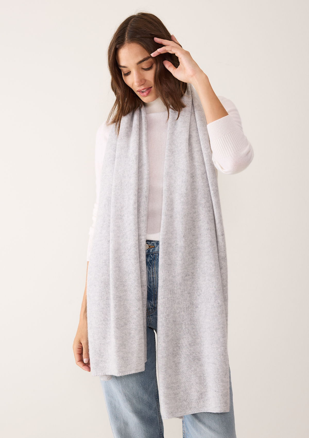 Cashmere Lofty Blanket Scarf in Foggy Grey