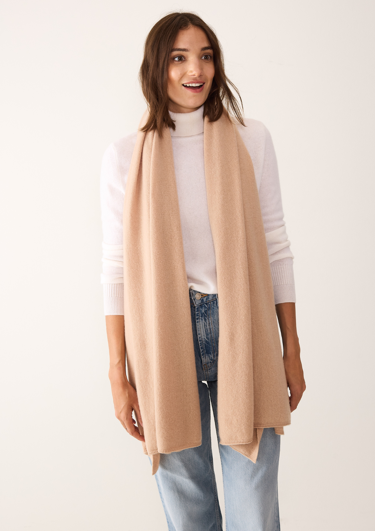 Cashmere Lofty Blanket Scarf in Toffee