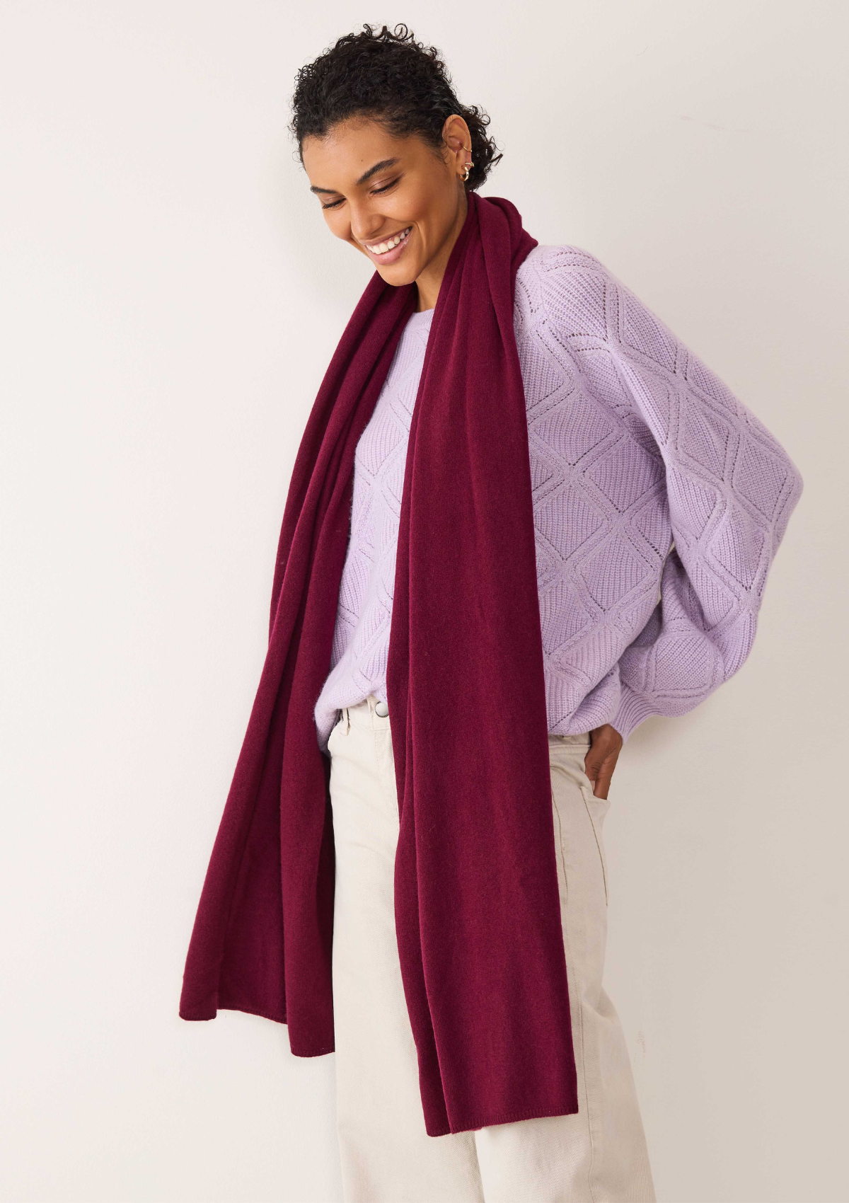 Cashmere Lofty Blanket Scarf in Barolo Red