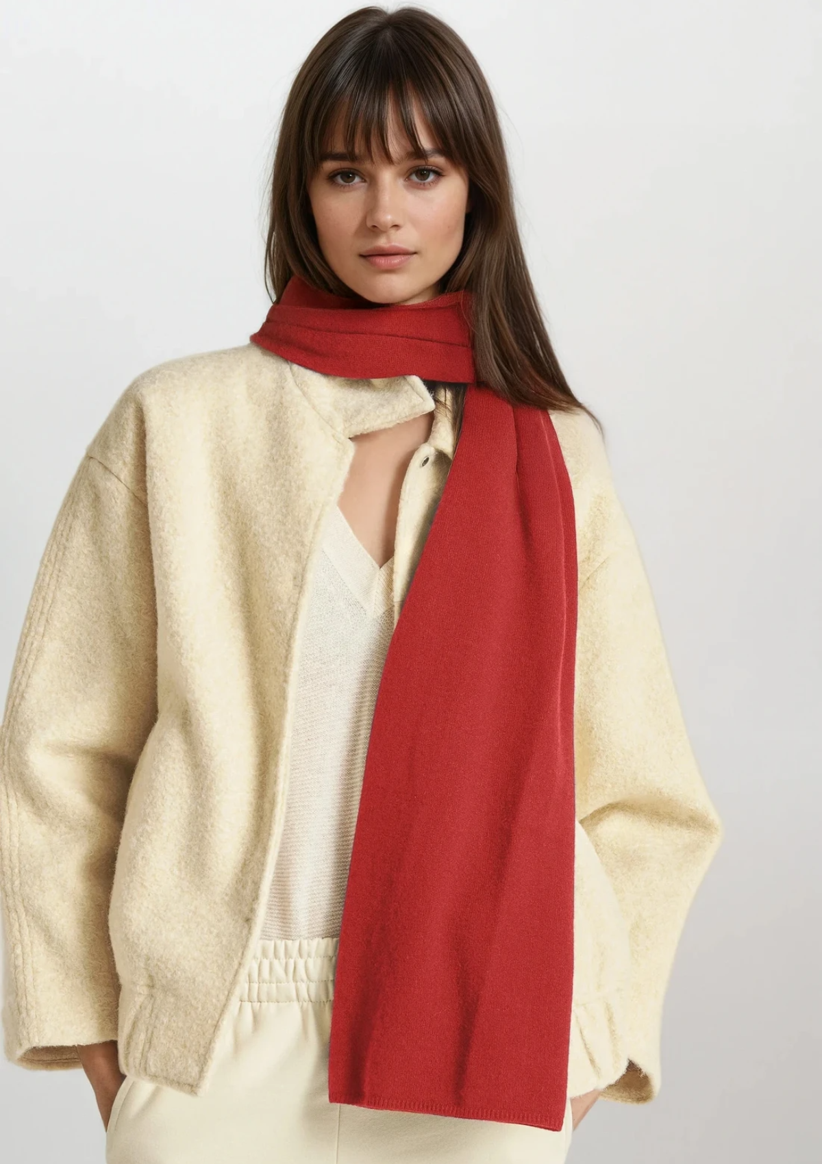 Cashmere Lofty Blanket Scarf in Tomato Red