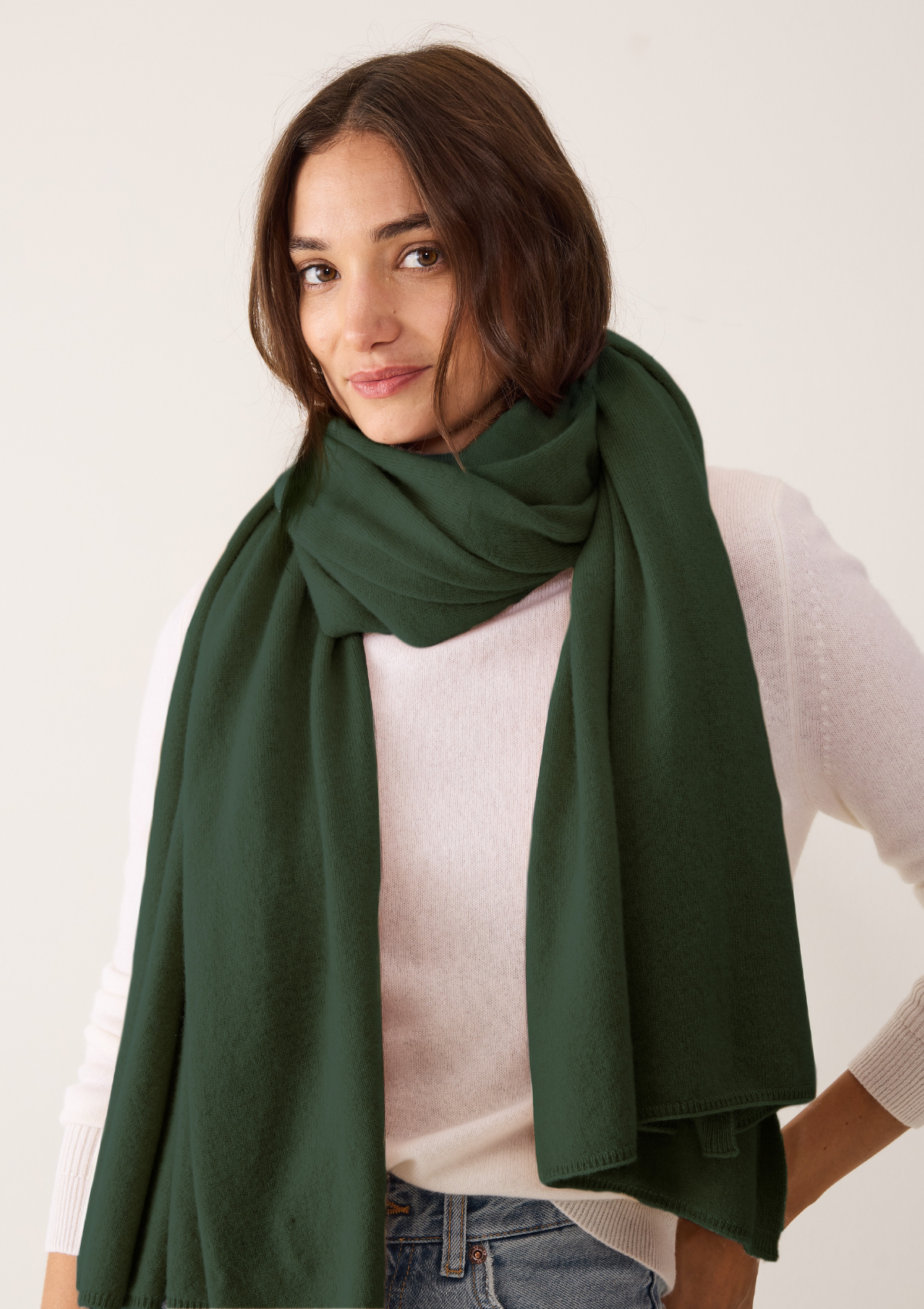 Cashmere Lofty Blanket Scarf in Rifle Green