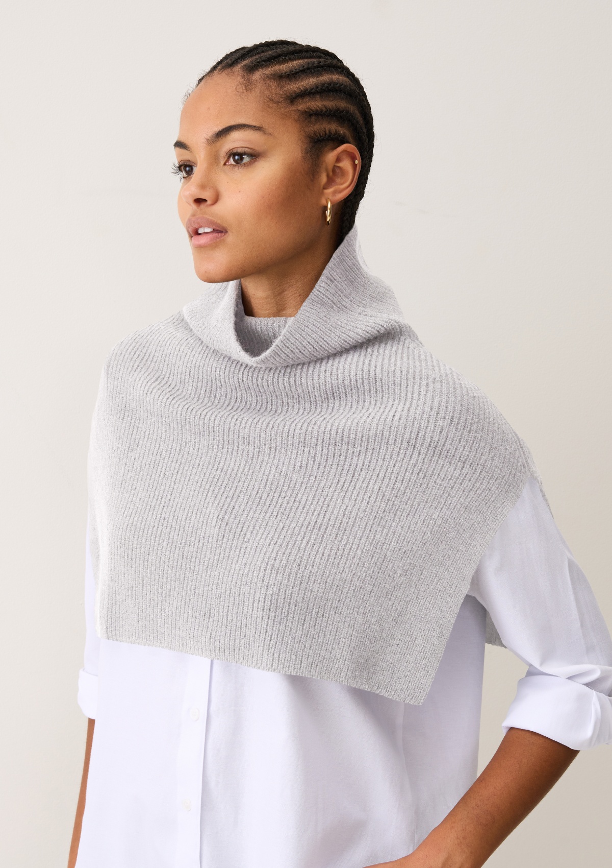 Ribbed Cashmere Snood in Foggy Grey