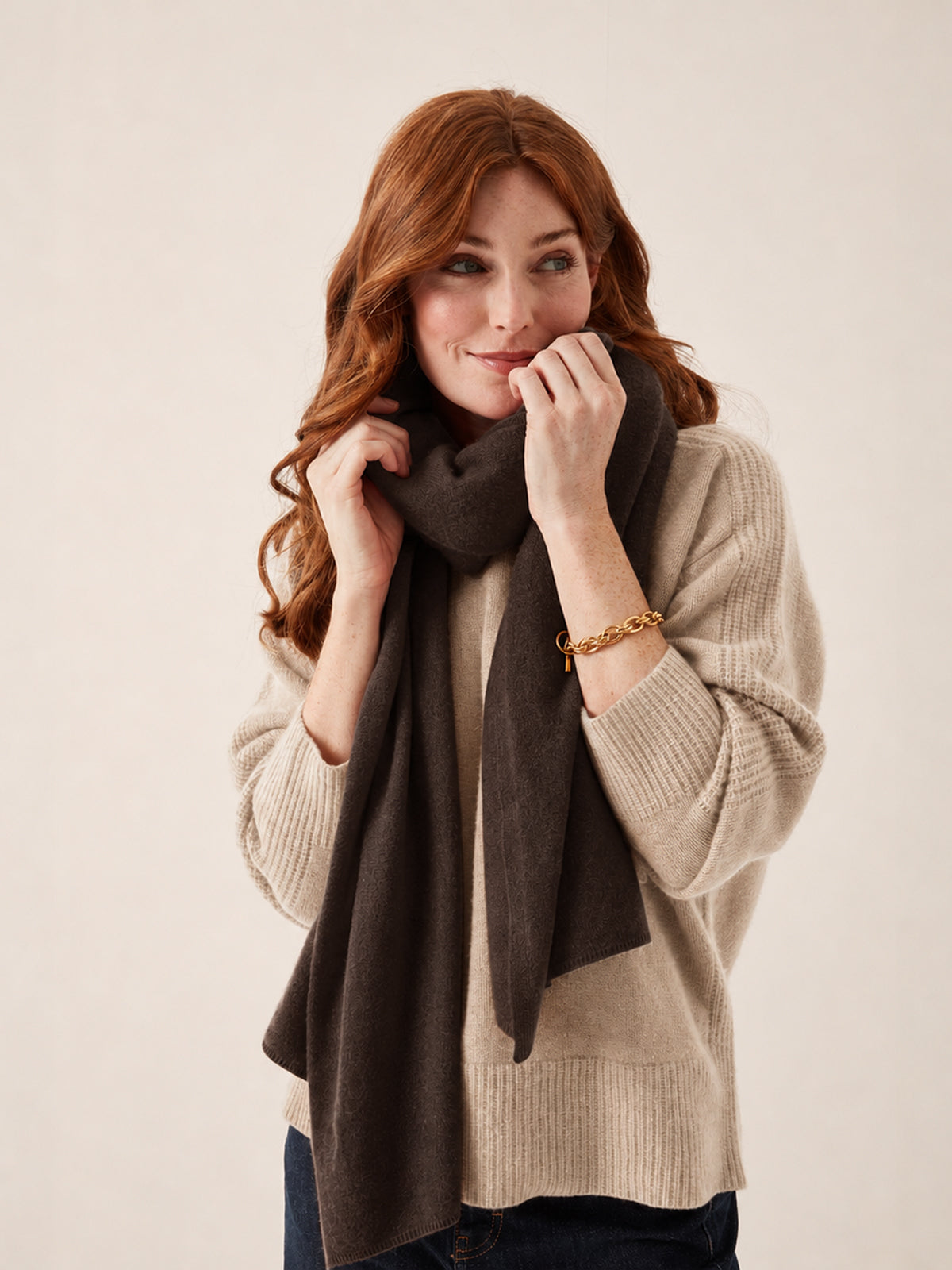 Lofty Cashmere Scarf in Americano Brown