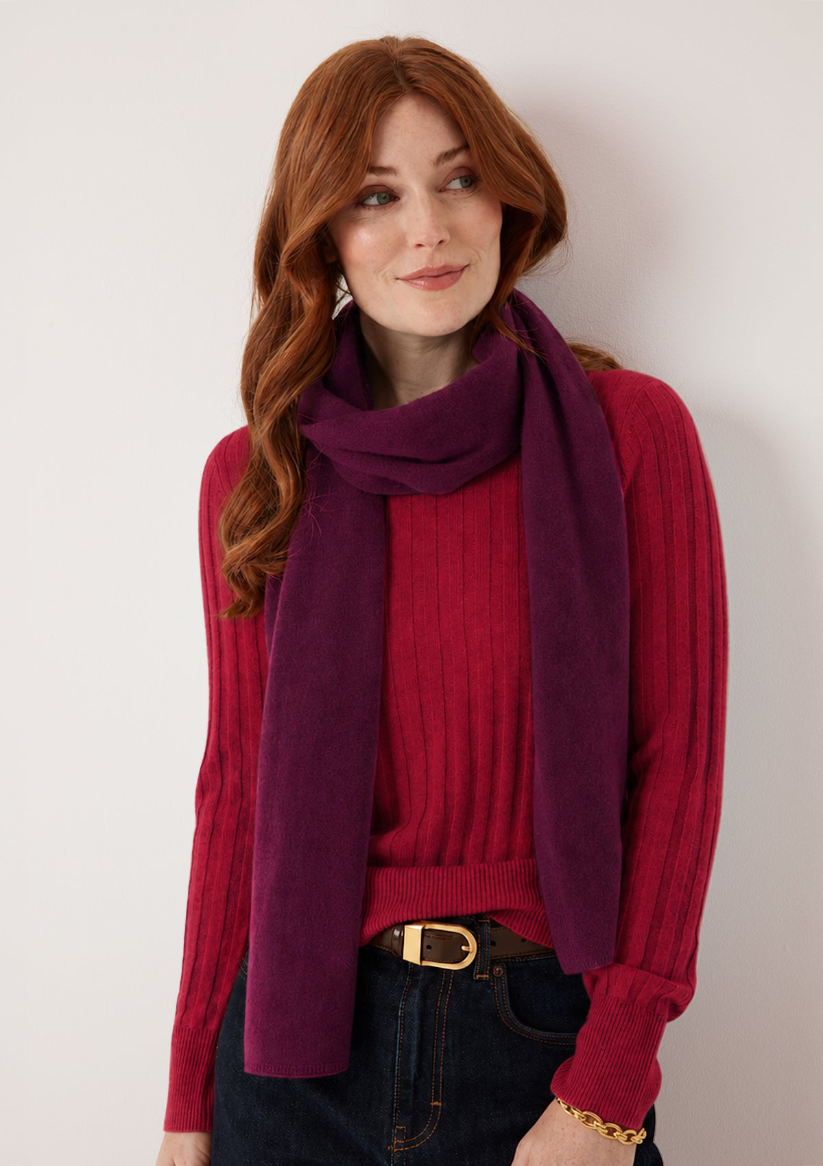 Lofty Cashmere Scarf in Barolo Red