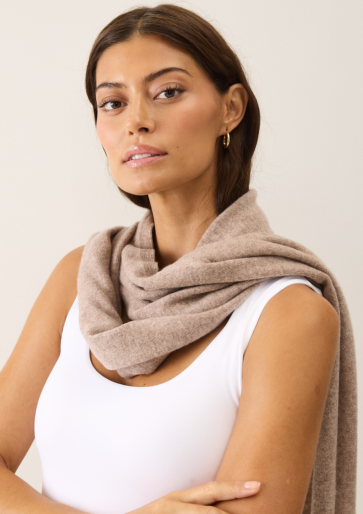 Lofty Cashmere Scarf in Toast Brown