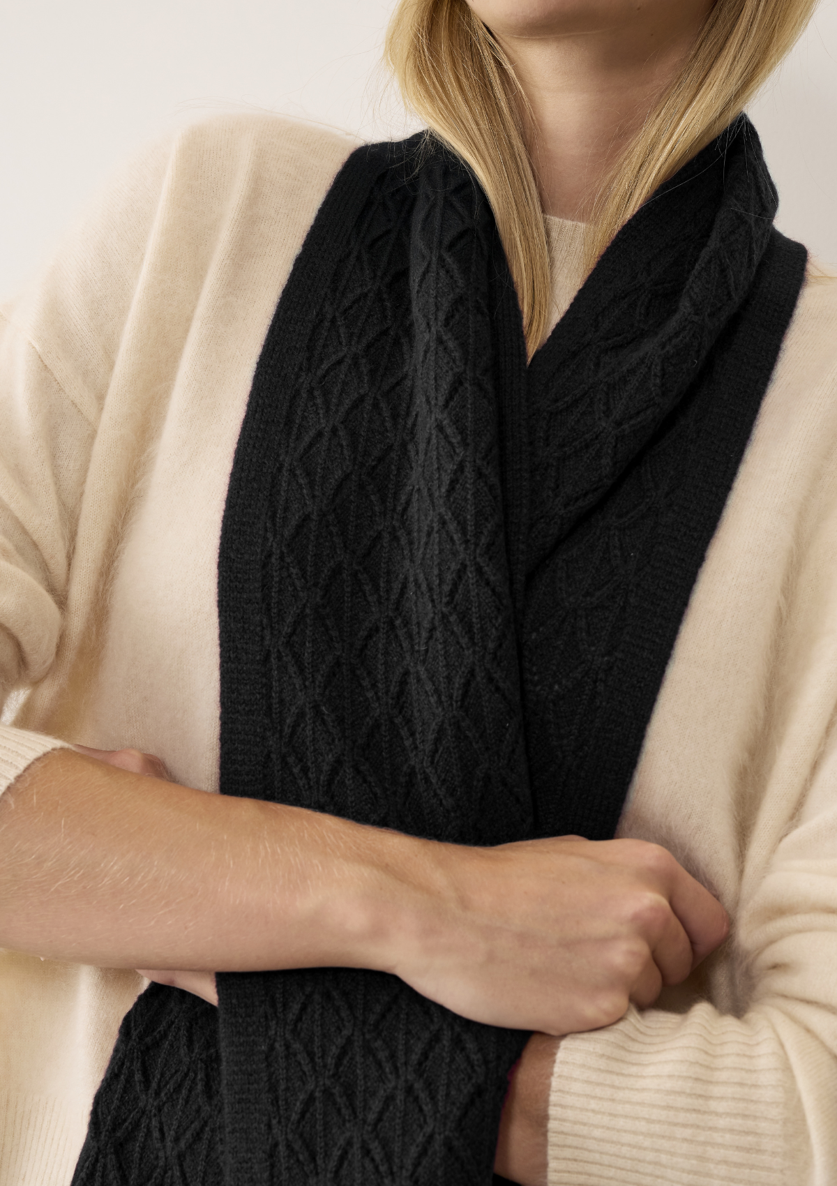 Pointelle Scarf in Black