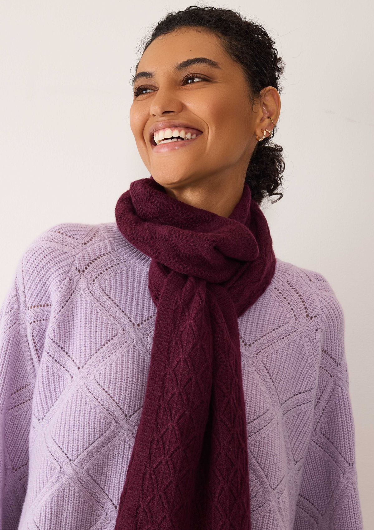 Pointelle Scarf in Bordeaux Burgundy